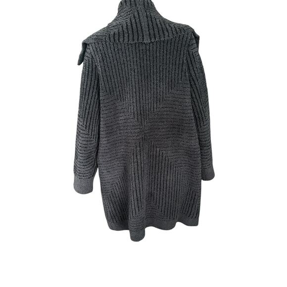 Barefoot Dreams Angular Striped Cardi Gray Black Soft Thick Women’s Large $198 - Picture 5 of 14